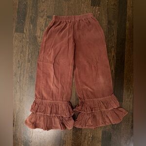 Smockadot Kids Girls Ruffled Pants in Brown